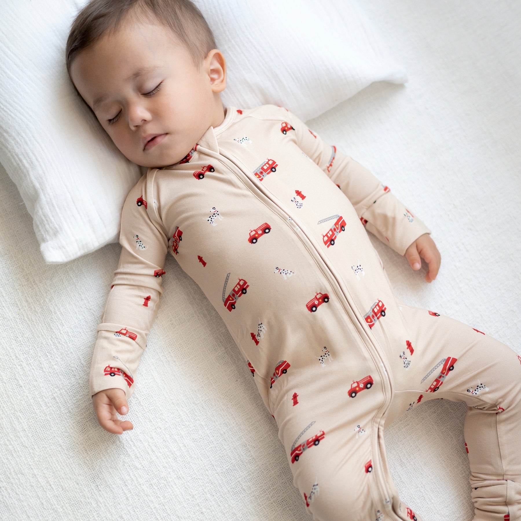 Firetrucks Zip Romper