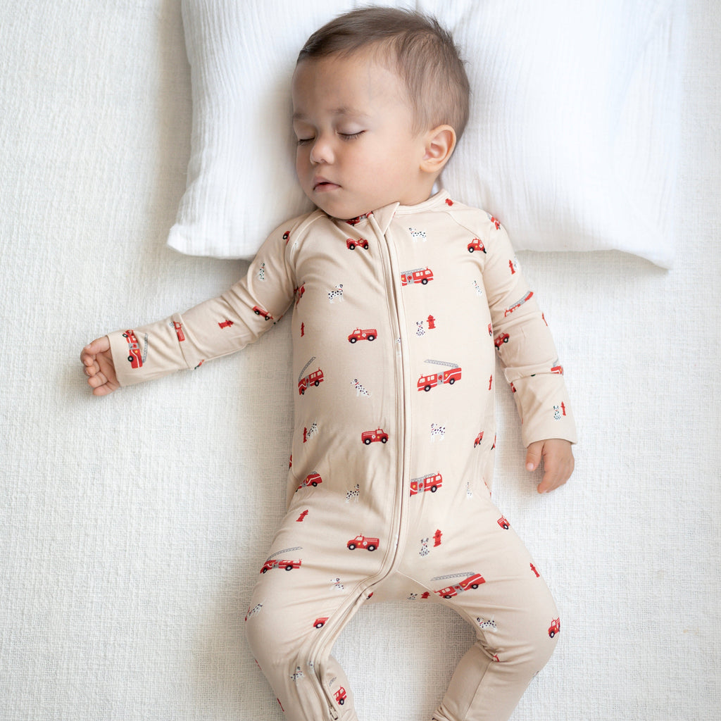 Firetrucks Zip Romper