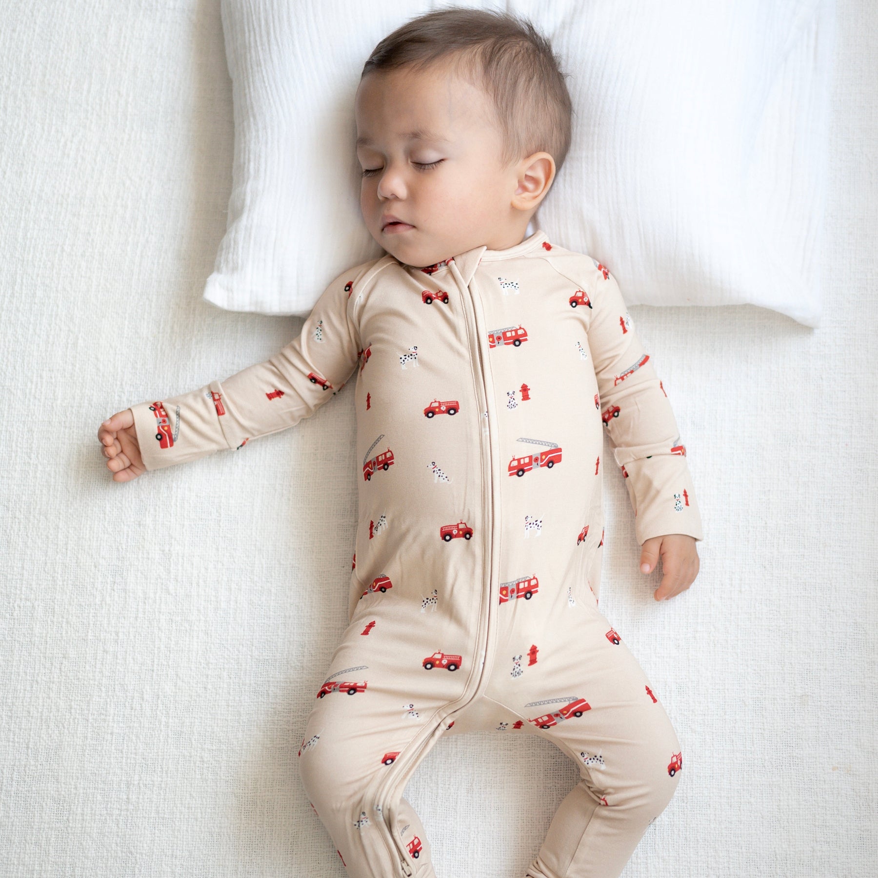 Firetrucks Zip Romper