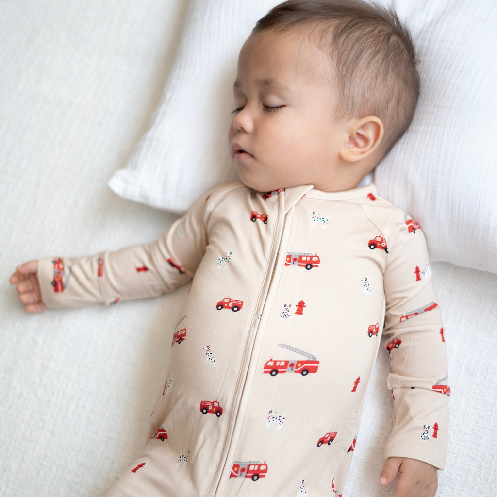 Firetrucks Zip Romper