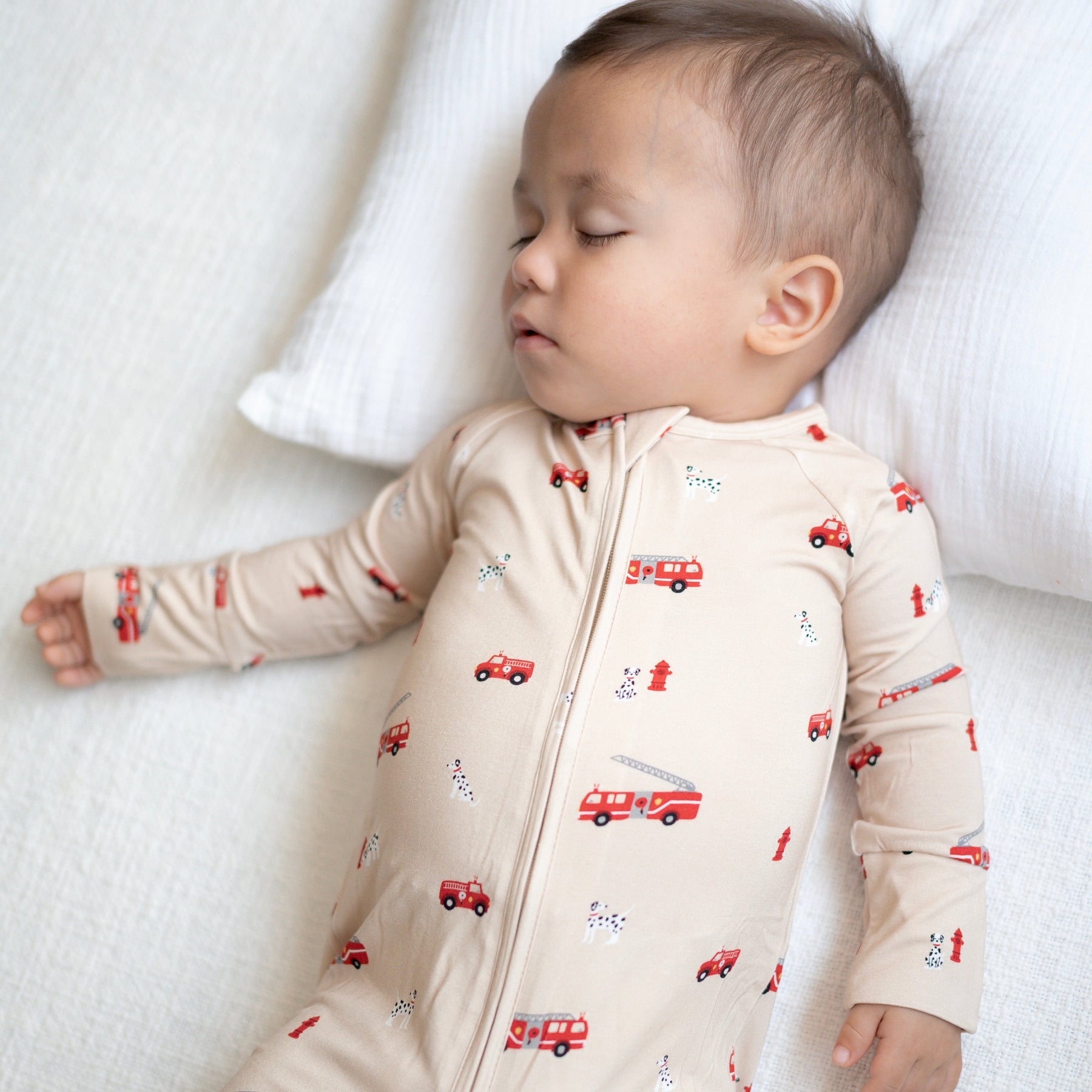Firetrucks Zip Romper