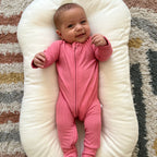 Peony Pink Small Ribbed Zip Romper