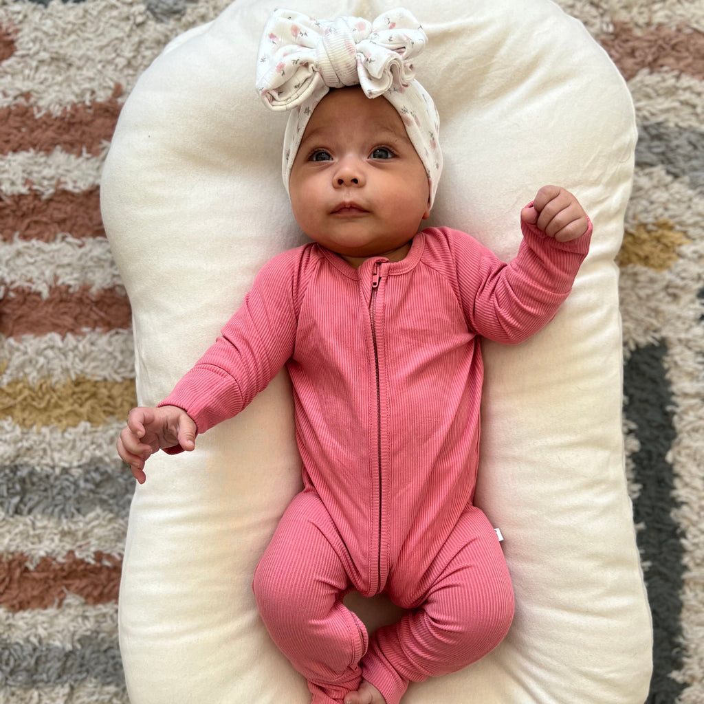 Peony Pink Small Ribbed Zip Romper