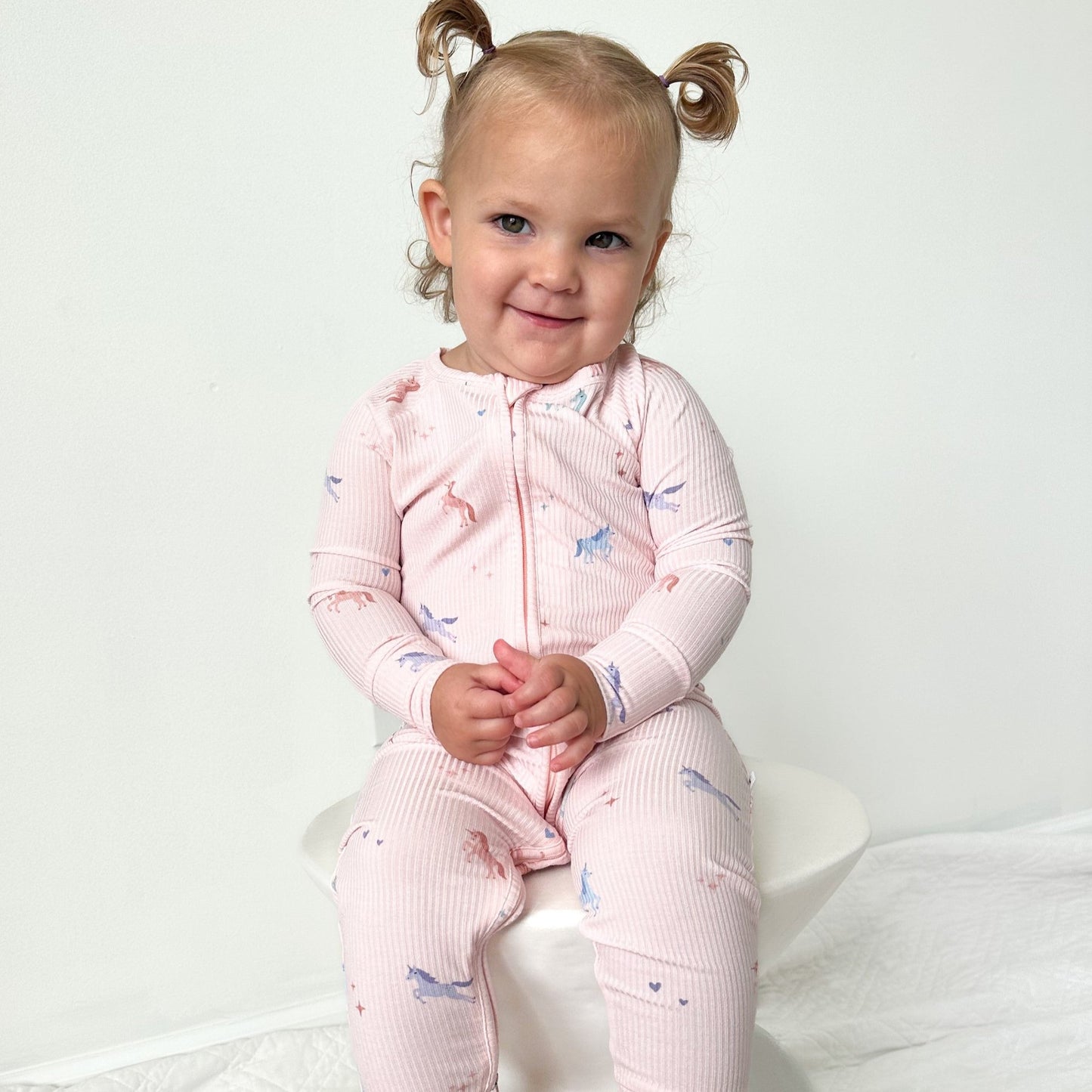 Unicorns Small Ribbed Zip Romper