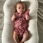 Mauve Floral Small Ribbed Flutter Sleeve Romper