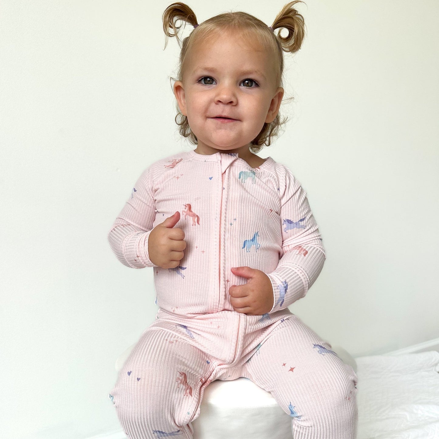 Unicorns Small Ribbed Zip Romper