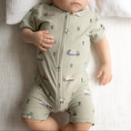 Trash Trucks Small Ribbed Summer Zip Romper