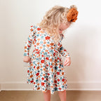 Autumn Meadow Small Ribbed Ruffle Long Sleeve Dress