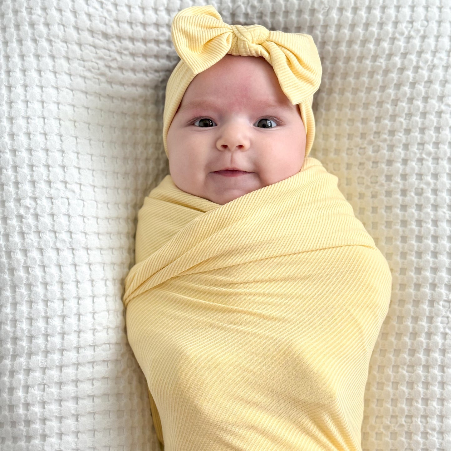 Lemon Yellow Small Ribbed Swaddle Set