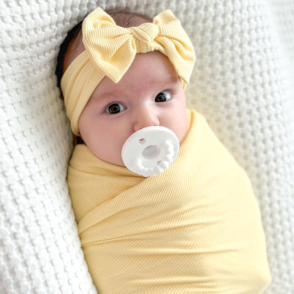 Lemon Yellow Small Ribbed Swaddle Set