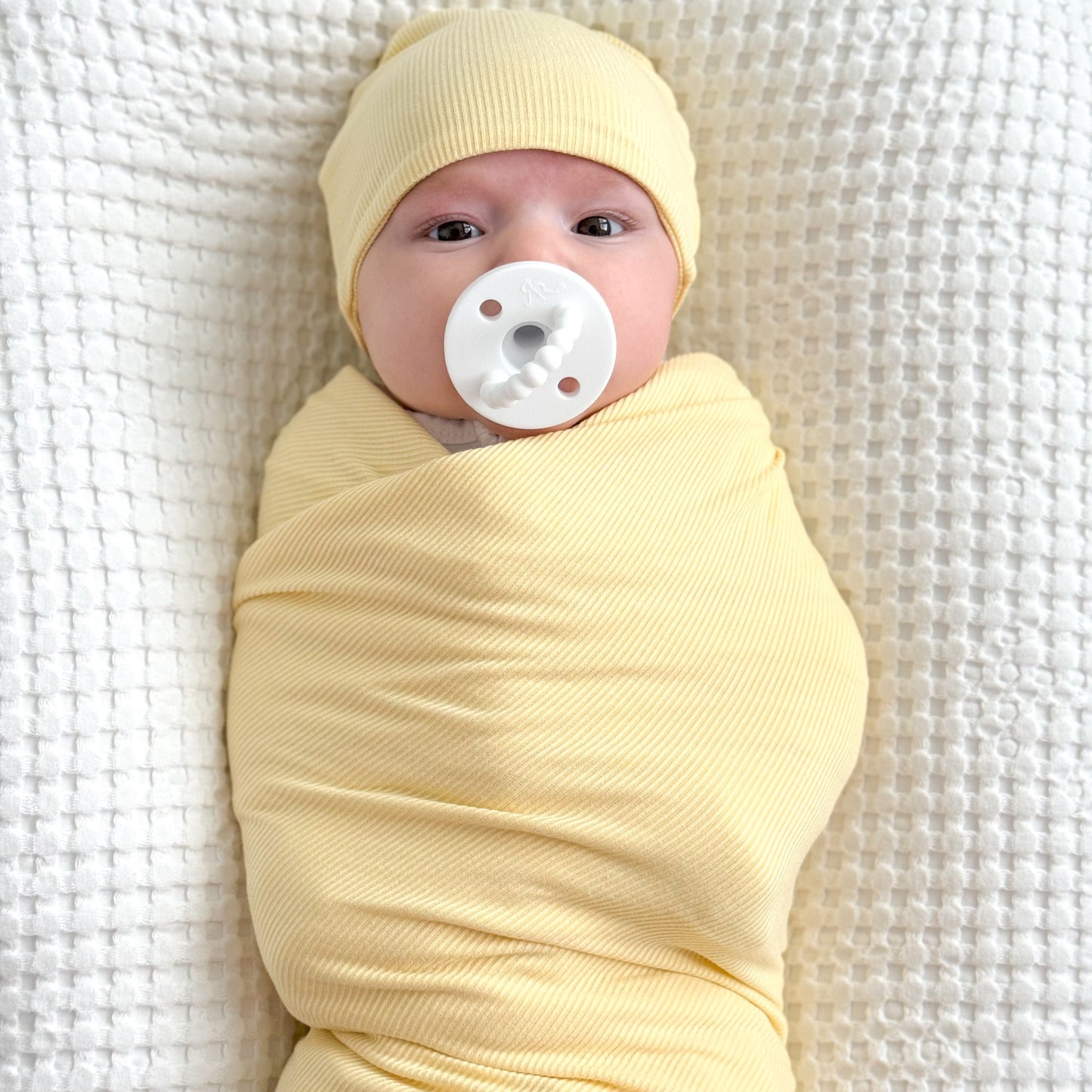 Lemon Yellow Small Ribbed Swaddle Set