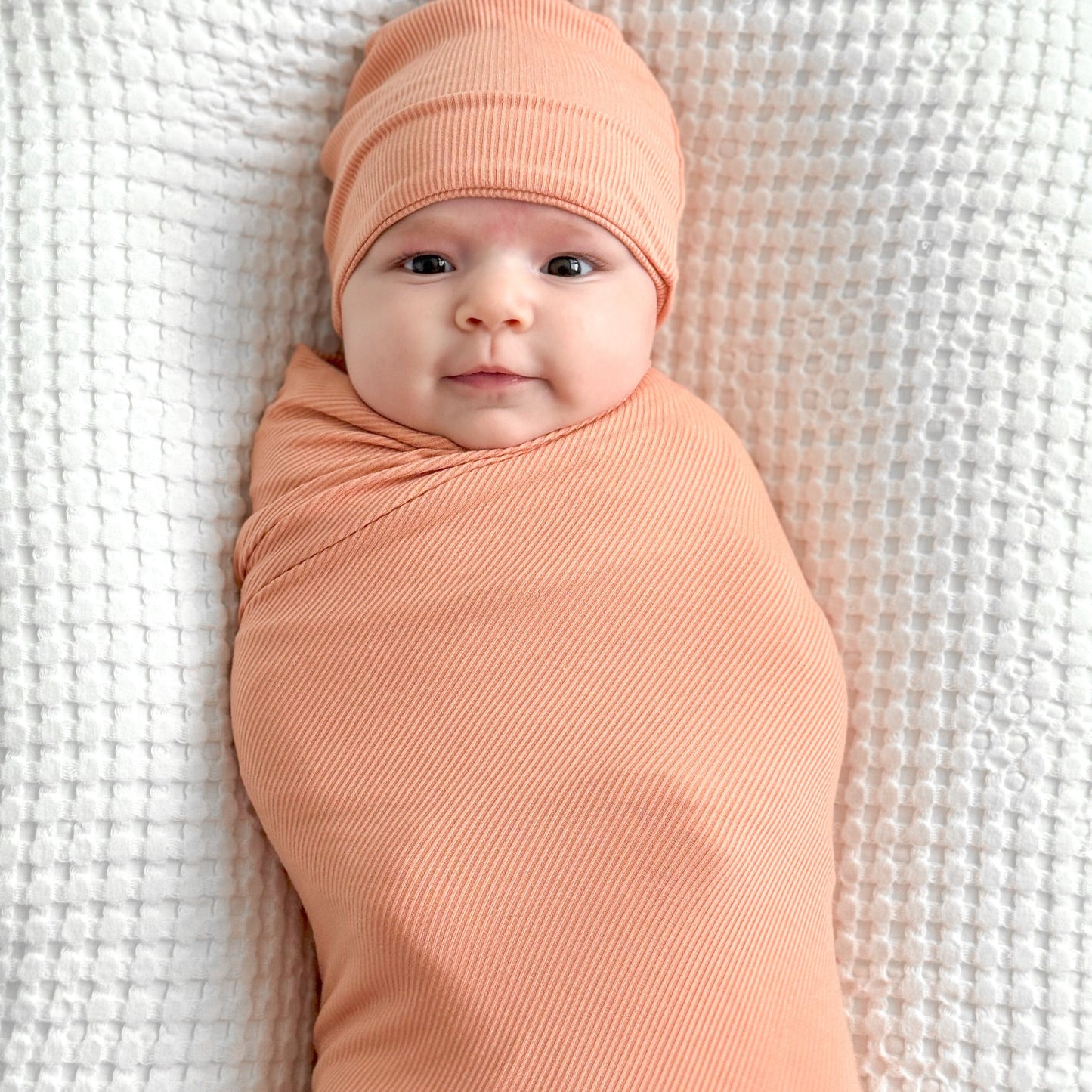 Coral Small Ribbed Swaddle Set