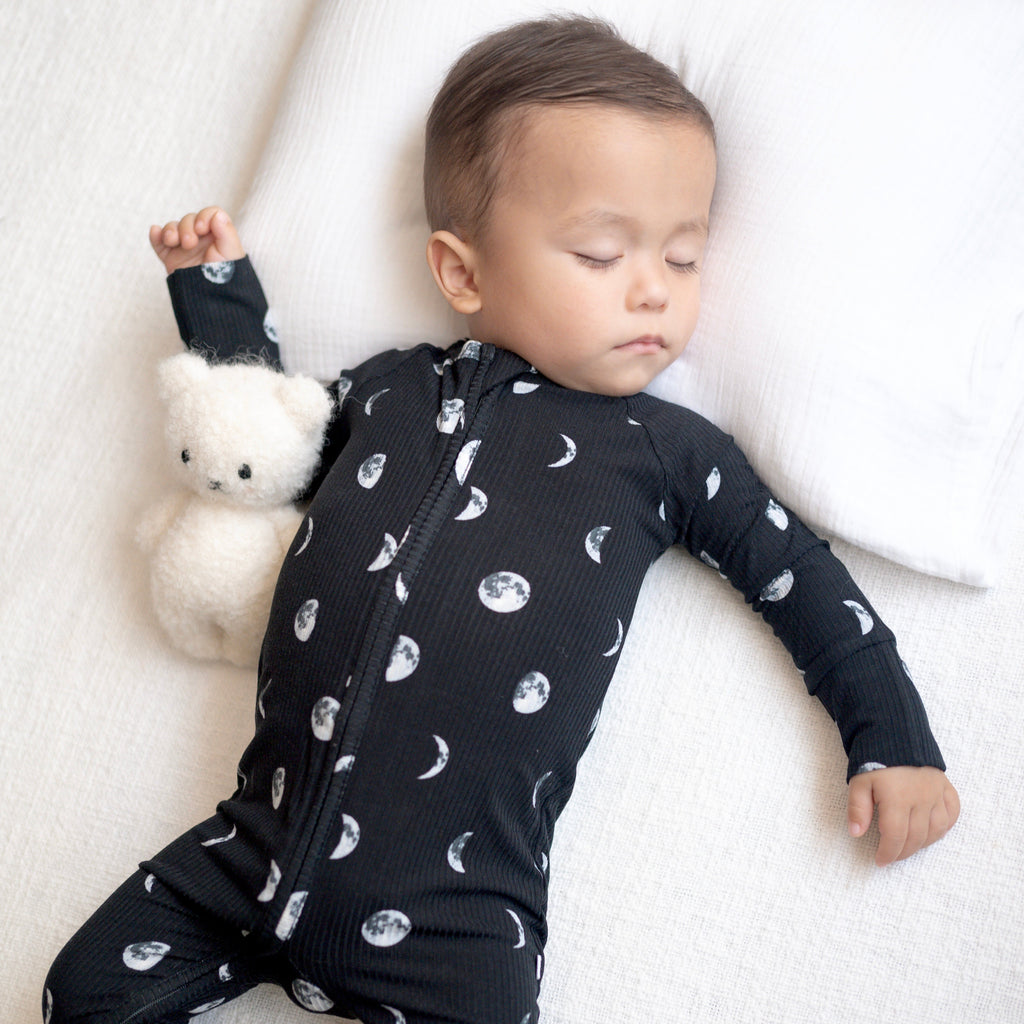 Moon Phases Small Ribbed Zip Romper