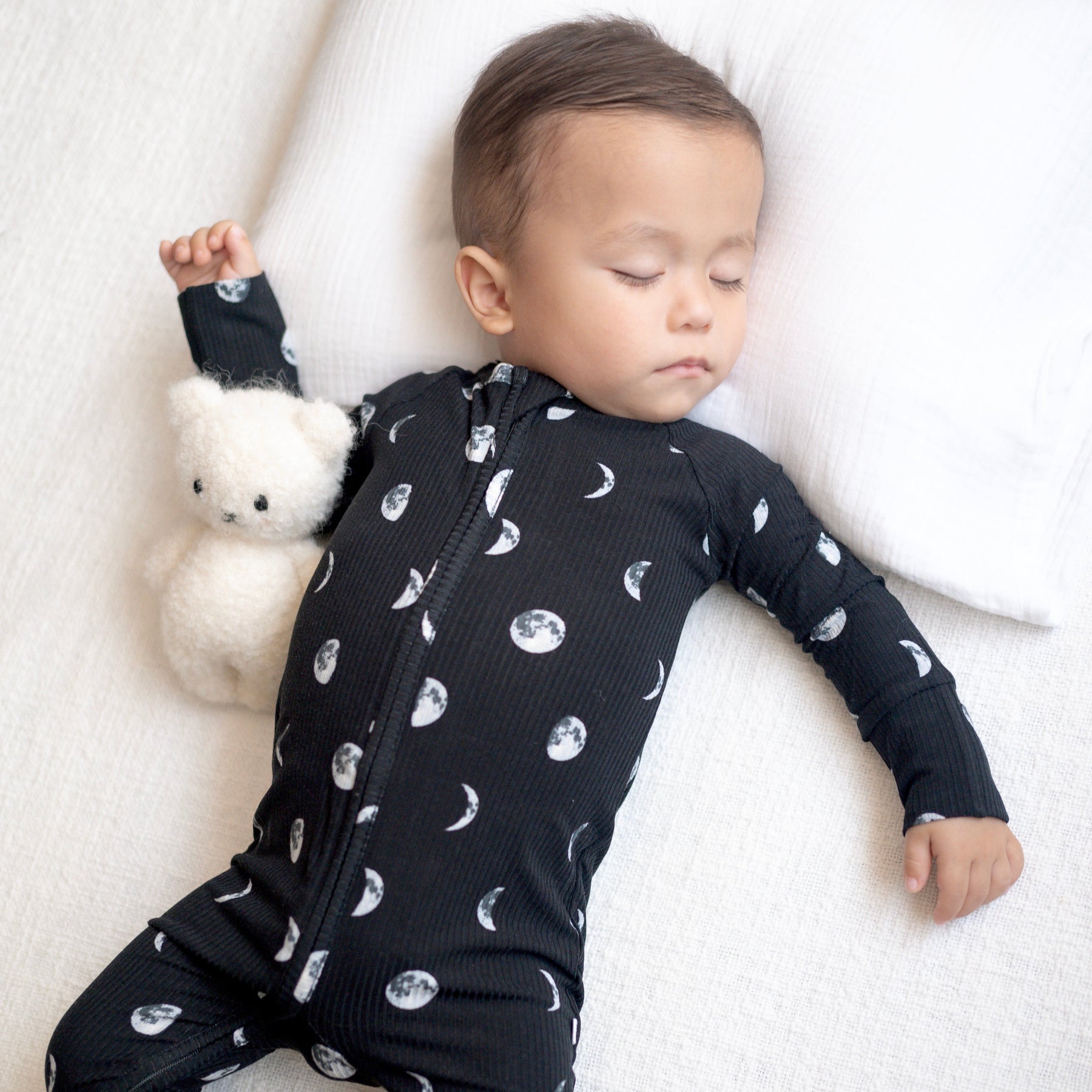 Moon Phases Small Ribbed Zip Romper