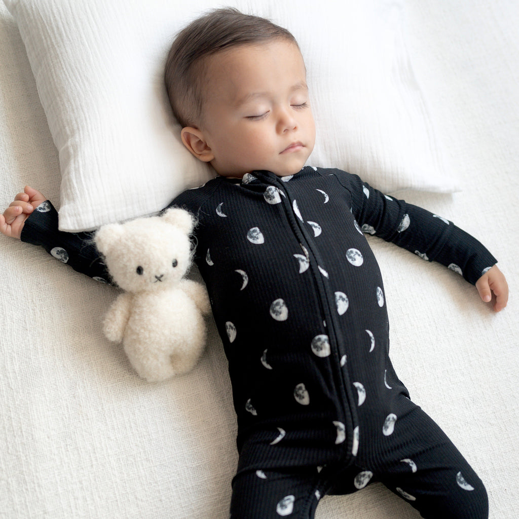 Moon Phases Small Ribbed Zip Romper
