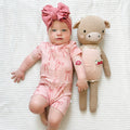 Coquette Bows Small Ribbed Summer Zip Romper