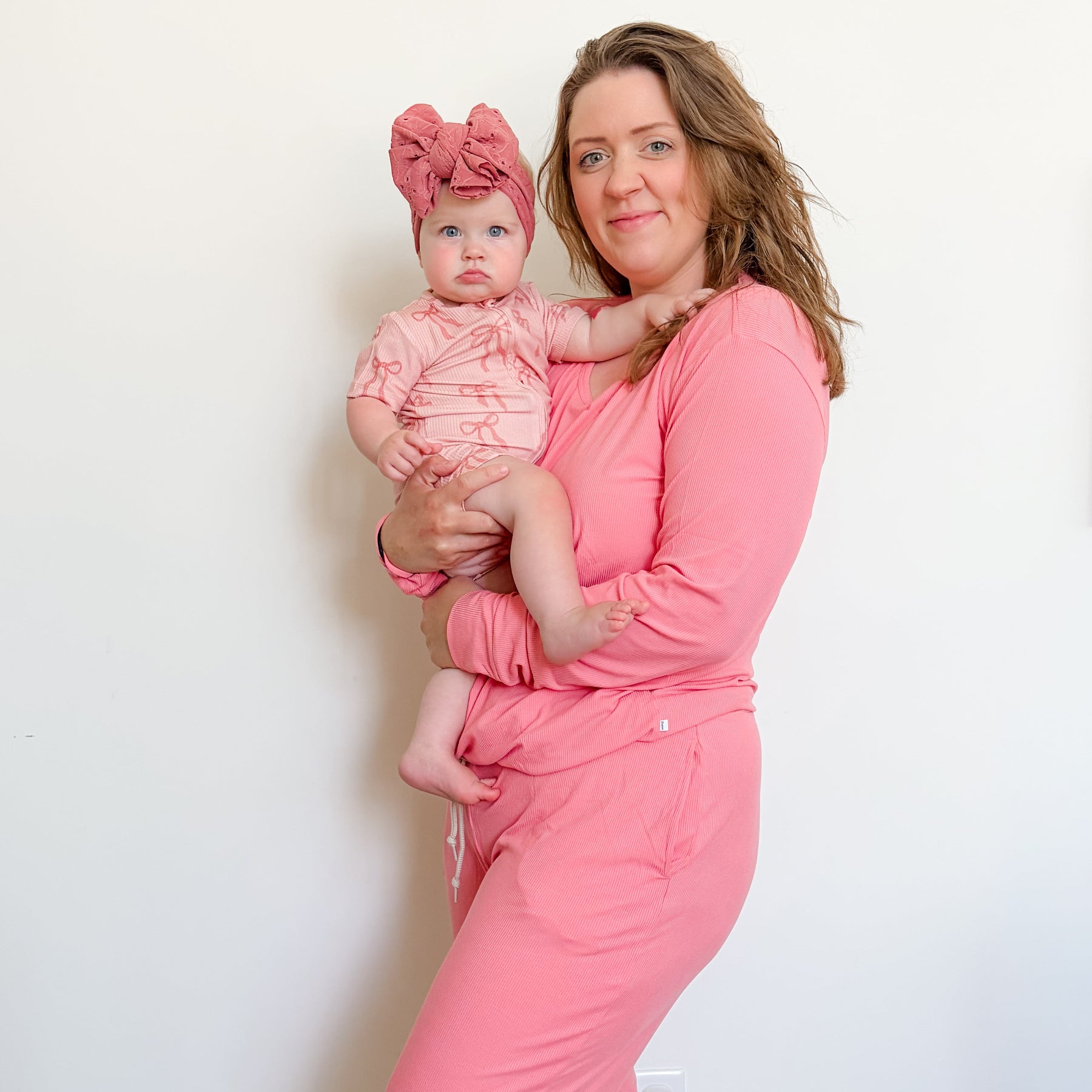 Peony Pink Small Ribbed Women's Long Sleeve Top