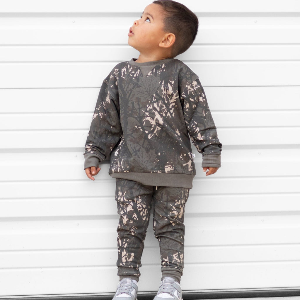 Woodland Camo Bamboo French Terry Pullover & Jogger Set