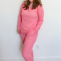 Peony Pink Small Ribbed Women's Matching Set