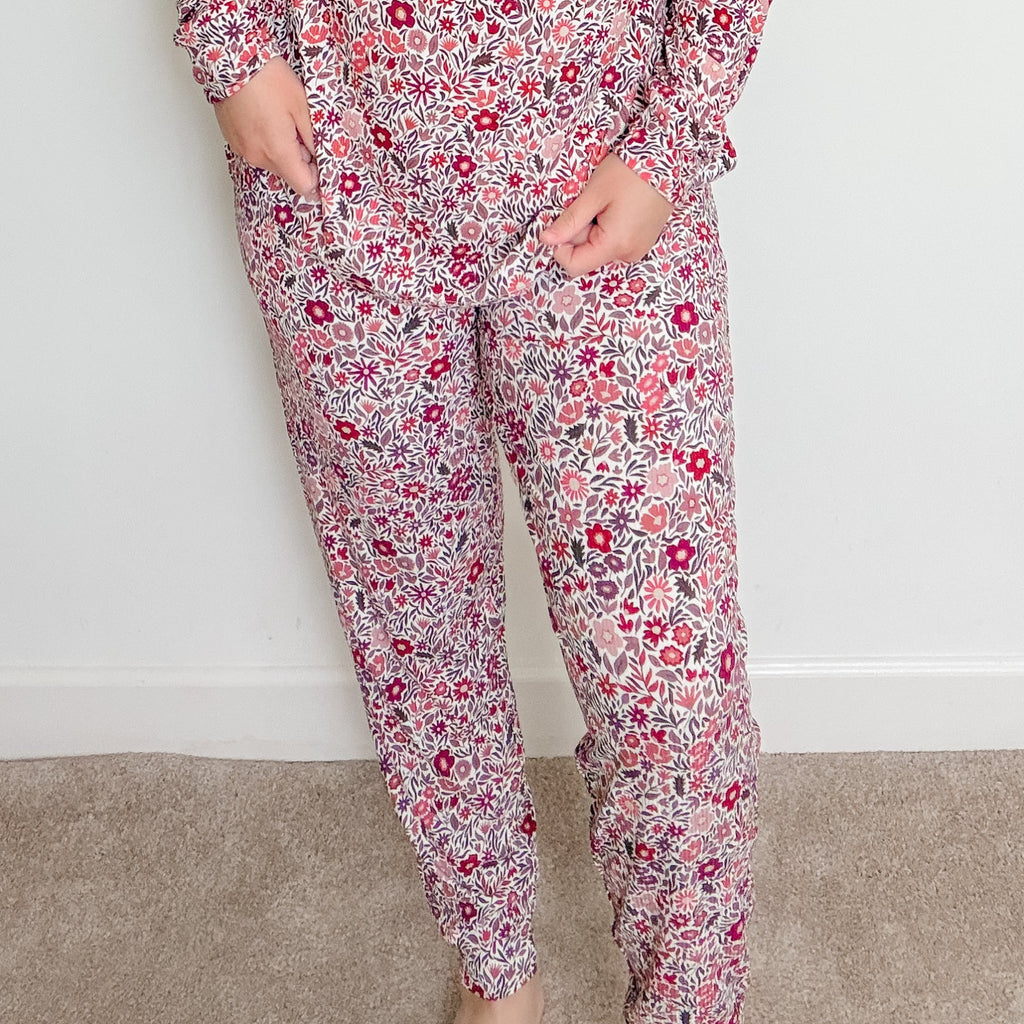 Fall Blooms Small Ribbed Women's Pants