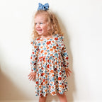 Autumn Meadow Small Ribbed Ruffle Long Sleeve Dress
