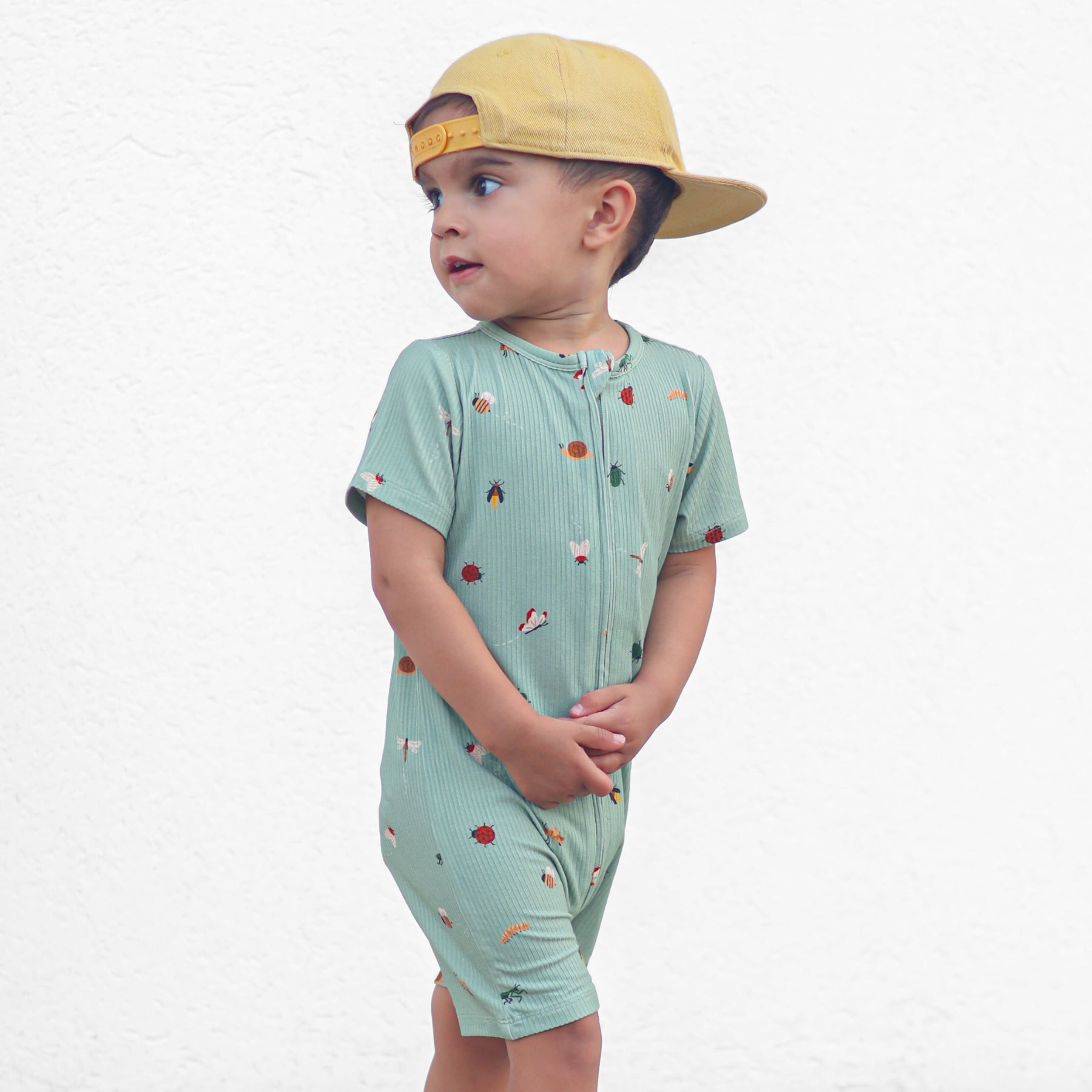 Backyard Bugs Small Ribbed Summer Zip Romper