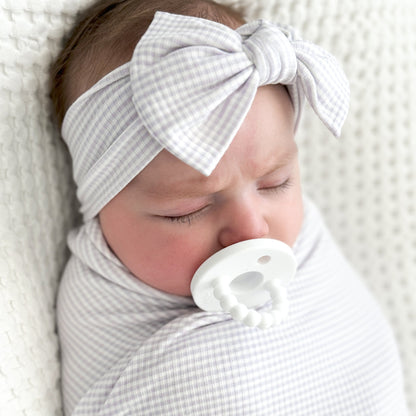 Lavender Small Stripe Ribbed Bow