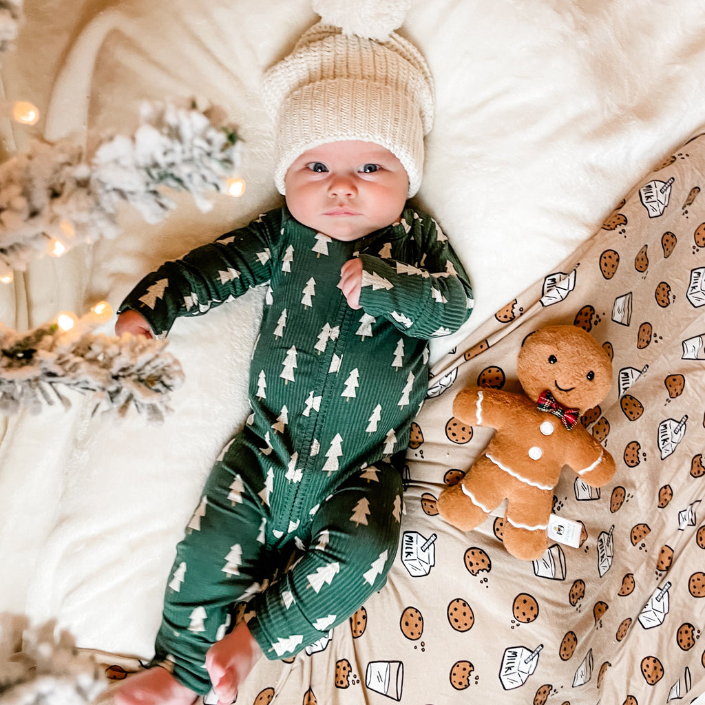 Christmas Trees Small Ribbed Zip Romper