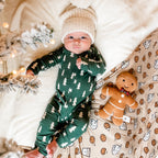 Christmas Trees Small Ribbed Zip Romper