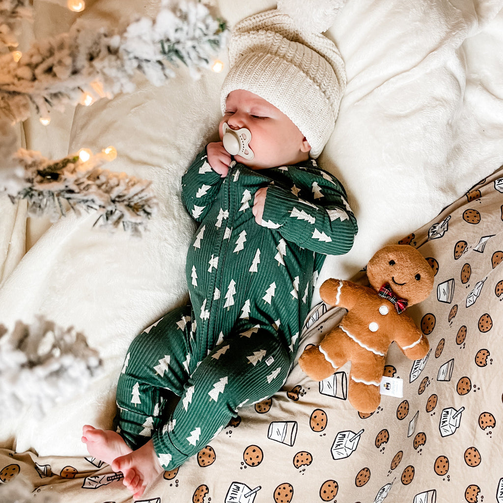 Christmas Trees Small Ribbed Zip Romper