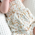 Whimsical Floral Small Ribbed Ruffle Romper