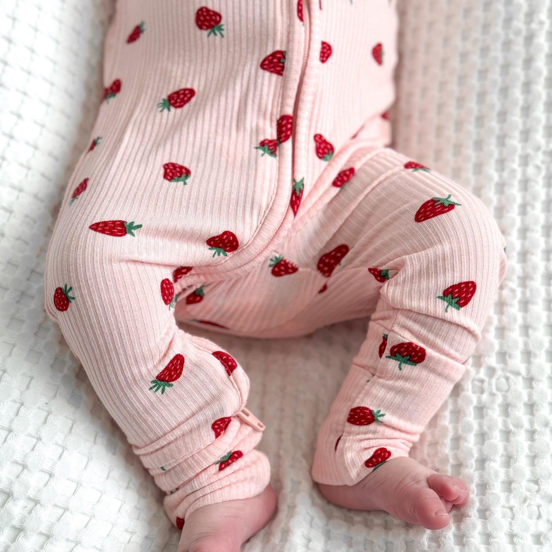 Strawberries Small Ribbed Zip Romper