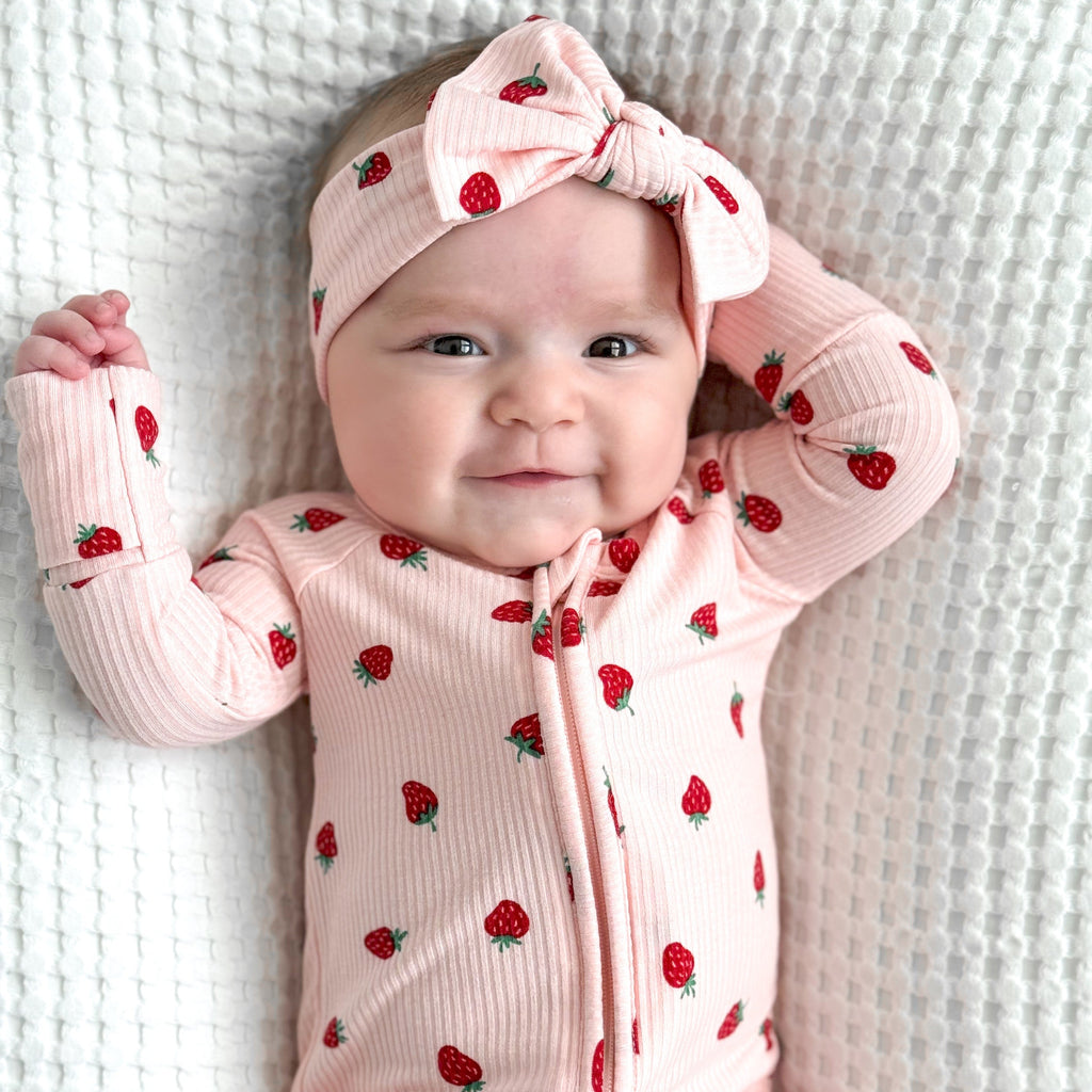 Strawberries Small Ribbed Zip Romper