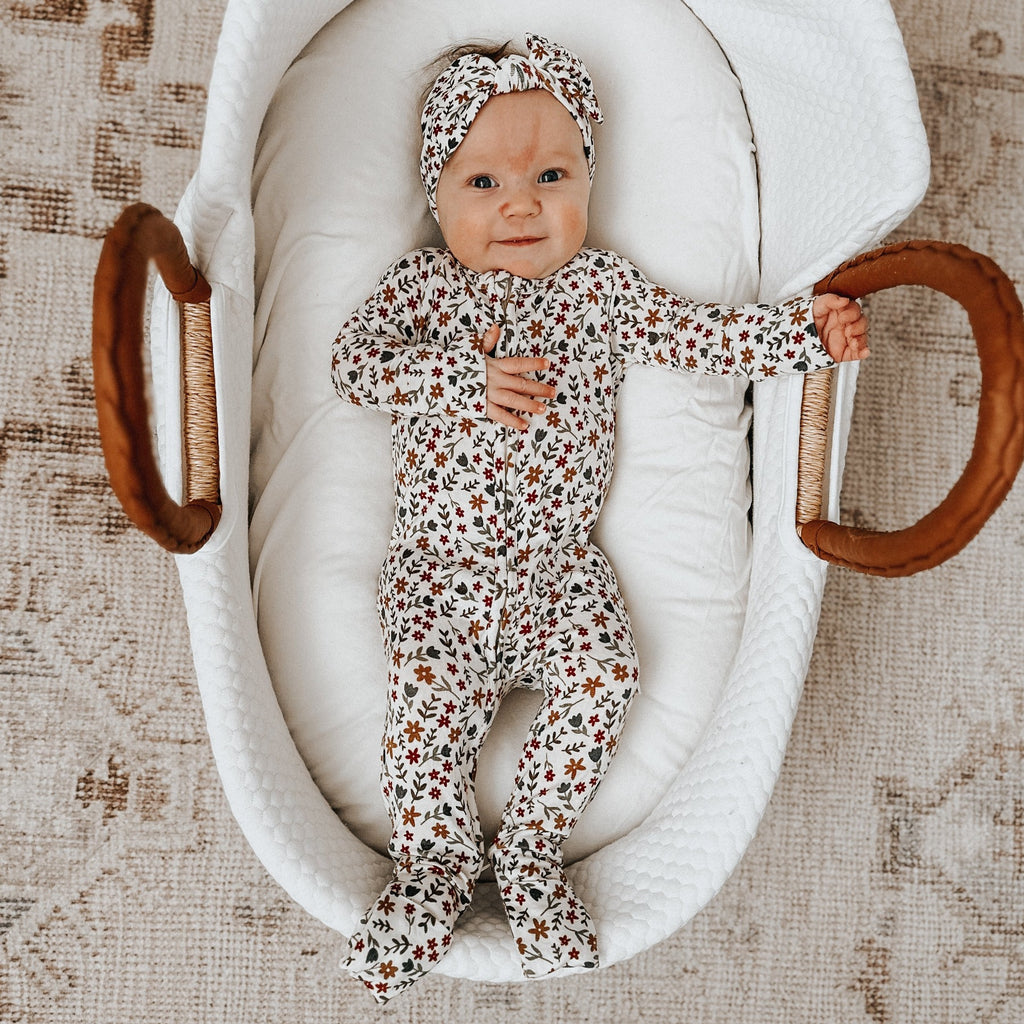 Cream Floral Zip Romper