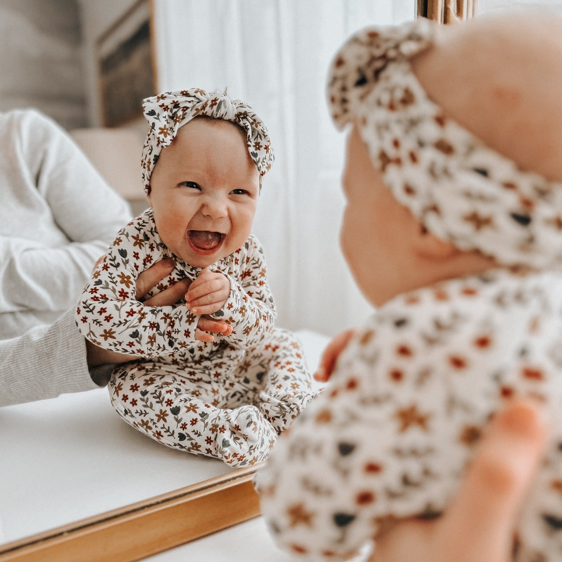 Cream Floral Zip Romper