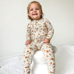 Autumn Floral Small Ribbed Zip Romper