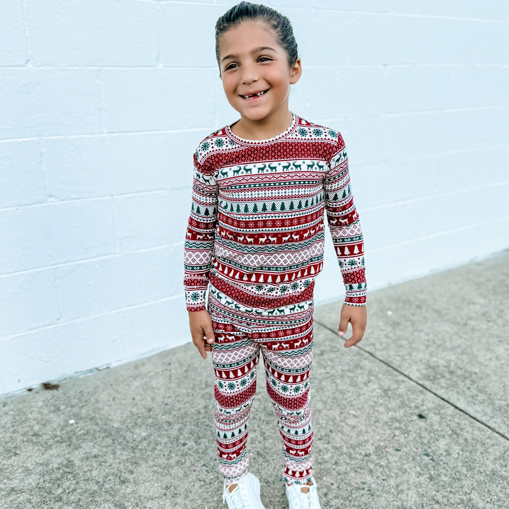 Christmas Sweater Stripe Small Ribbed Two-Piece Set