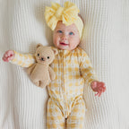 Yellow Gingham Tulip Zip Romper