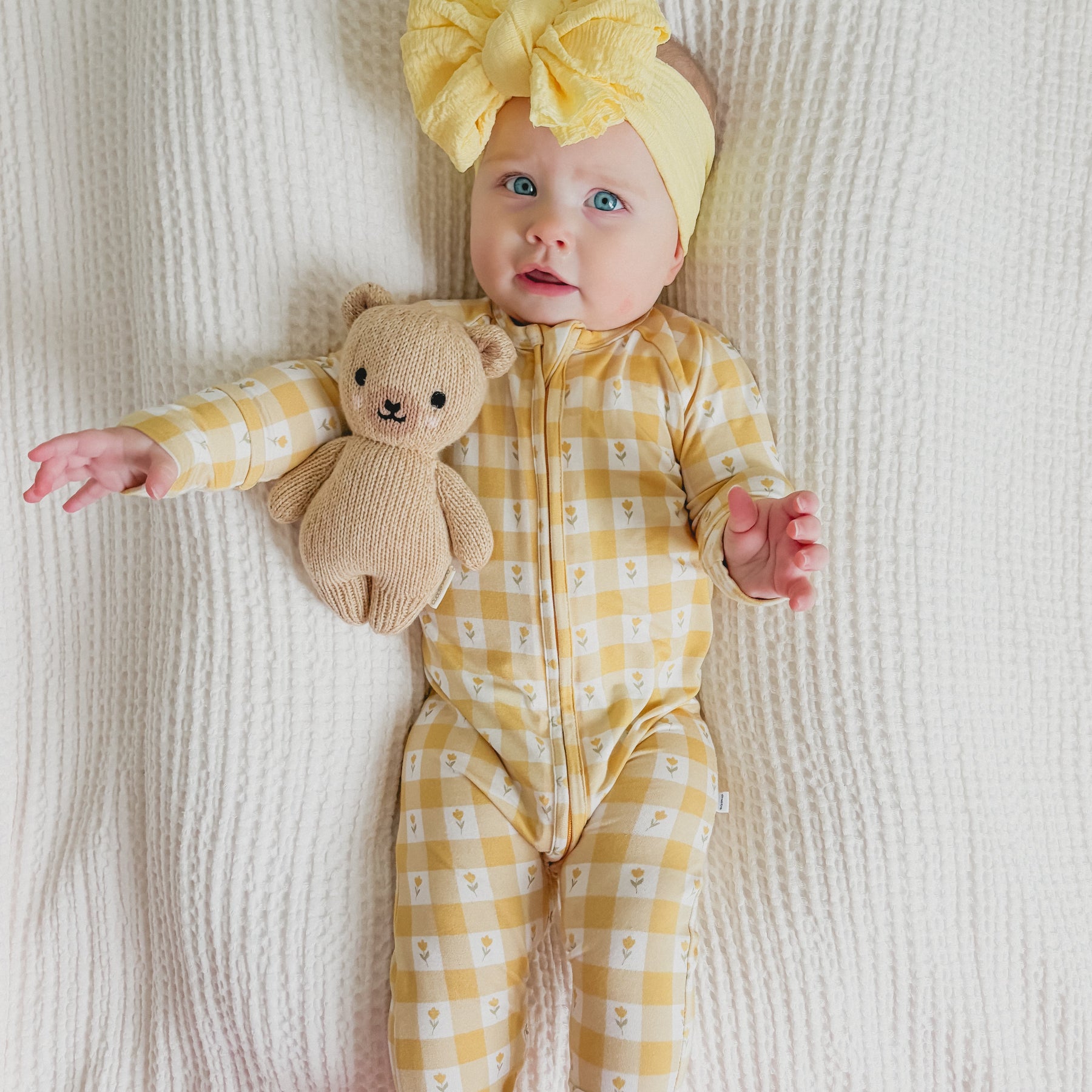 Yellow Gingham Tulip Zip Romper