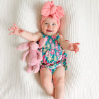 Retro Daisies Small Ribbed Ruffle Romper