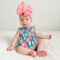 Retro Daisies Small Ribbed Ruffle Romper