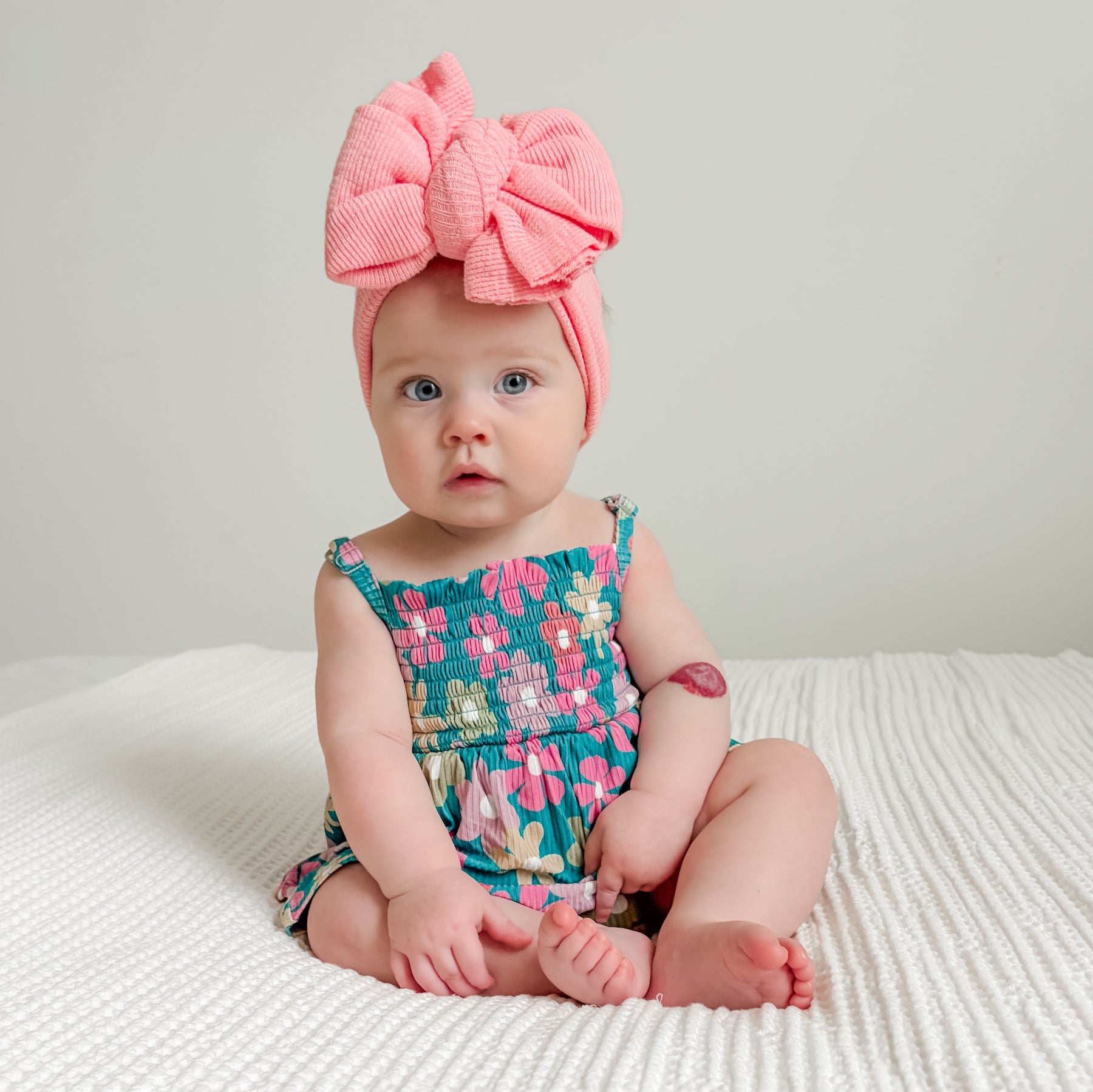 Retro Daisies Small Ribbed Ruffle Romper