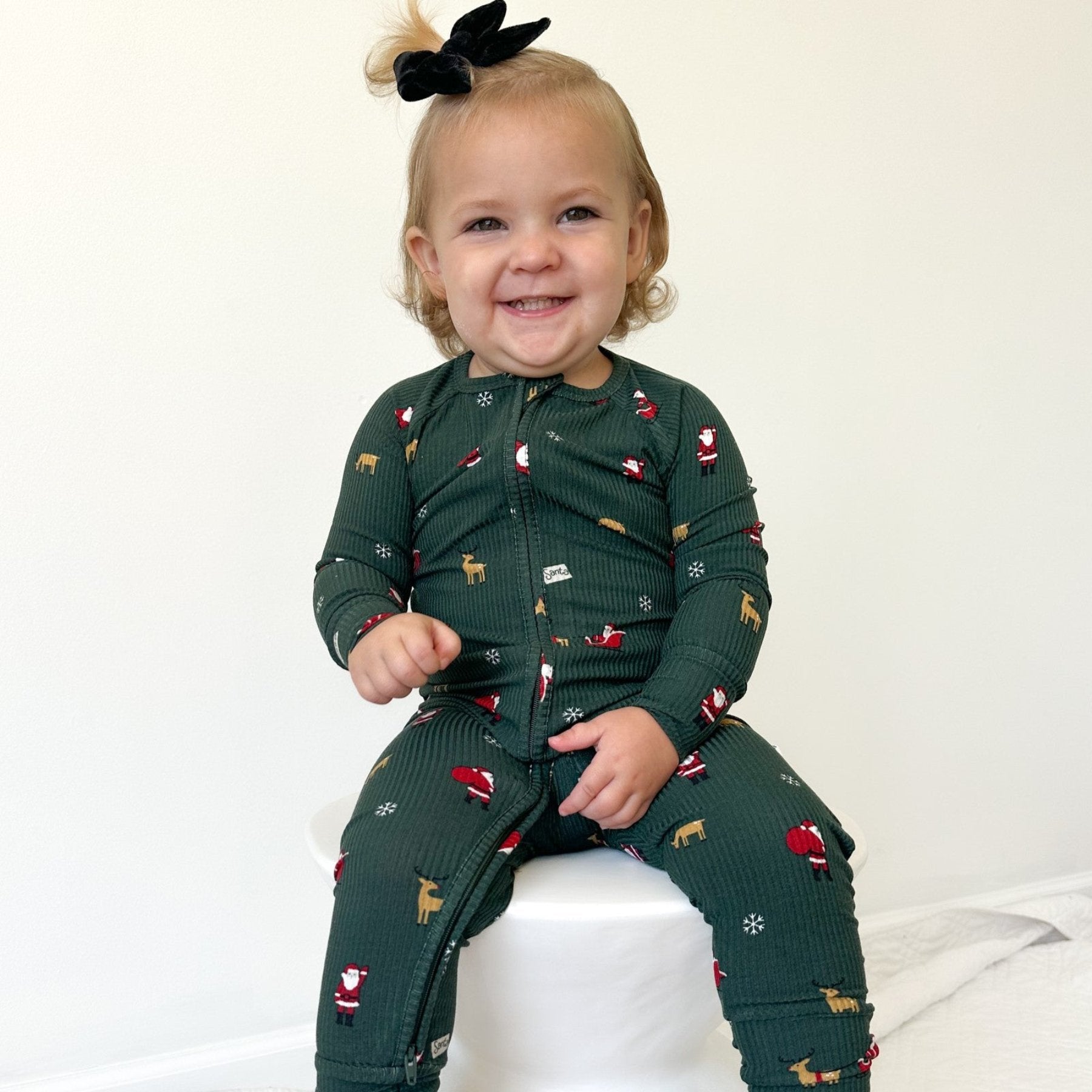Santa Small Ribbed Zip Romper