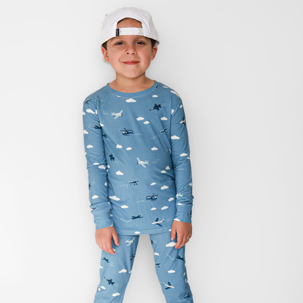 Take Flight Blue Small Ribbed Two-Piece Set