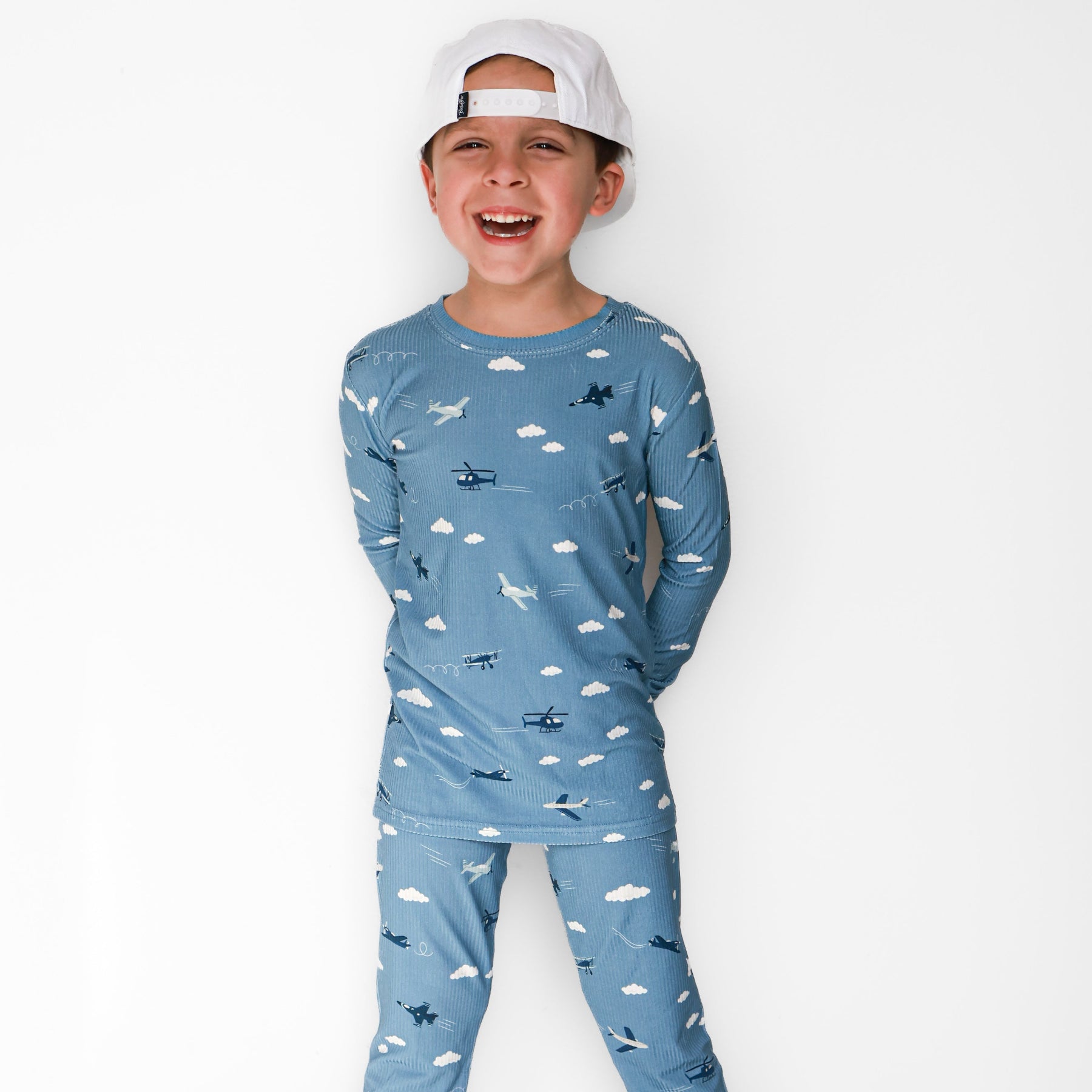 Take Flight Blue Small Ribbed Two-Piece Set
