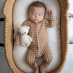 Caramel Small Gingham Zip Romper