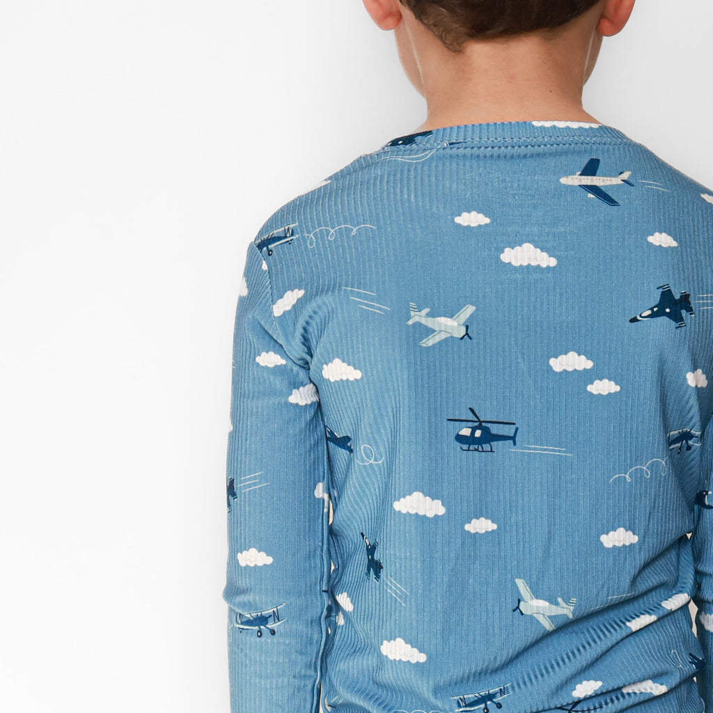 Take Flight Blue Small Ribbed Two-Piece Set