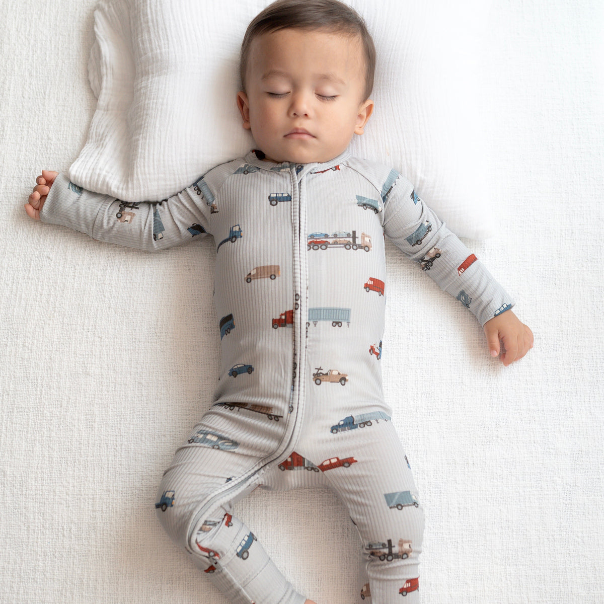 Road Vehicles Small Ribbed Zip Romper