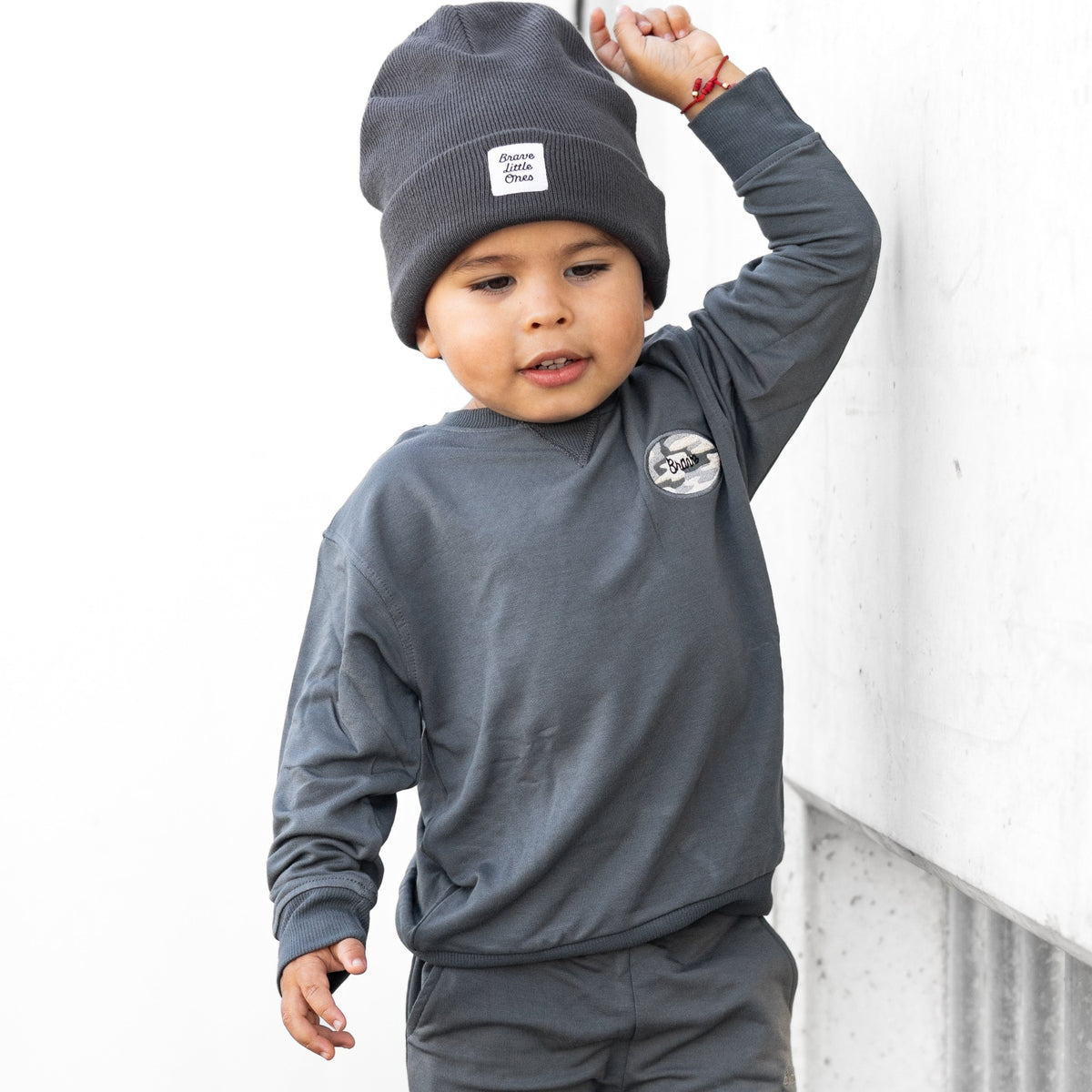 Midnight Charcoal With Camo Patch Bamboo French Terry Pullover