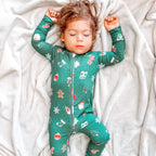 Sugar Cookies Frosted Teal Small Ribbed Zip Romper
